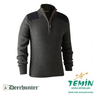 DEERHUNTER Rogaland Yarım Fermuarlı Gri Kazak 2XL