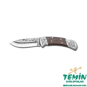 Bora 205 Büyük Boy Yılan Ağacı Saplı Gravürlü Çakı