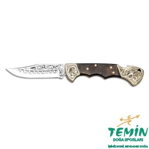 Bora 211 Büyük Boy Ergonomik Kök Ceviz Saplı Gravürlü Çakı