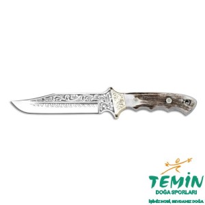 Bora 301 Tiger Geyik Boynuzu Saplı Gravürlü Bıçak