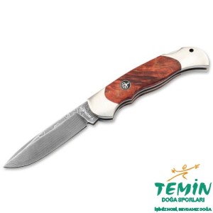 Böker Manufaktur Optima Burl Birch Bloody Orange Damast Çakı