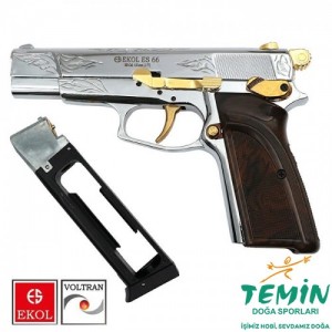 Ekol ES66 Parlak Beyaz Altın İşlemeli Havalı Tabanca