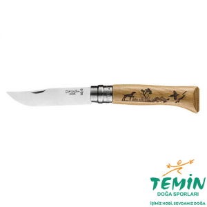 Opinel Inox Meşe Saplı Köpek Desenli Paslanmaz Çelik Çakı No.8 